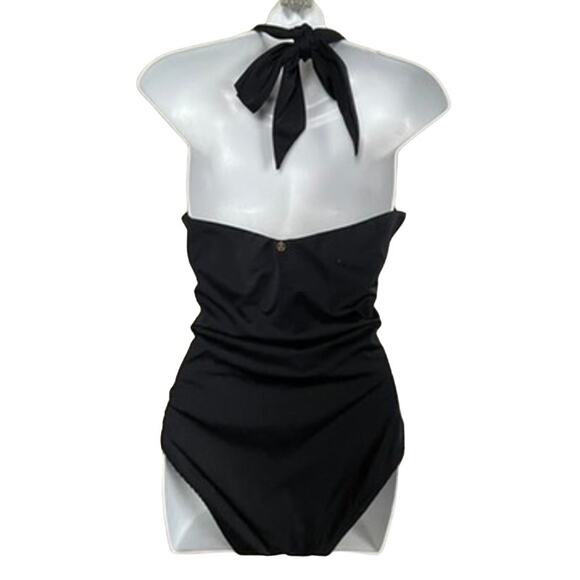 Amita Naithani Swim One Piece Halter Top Black Embroidered Size‎ M - Picture 6 of 9